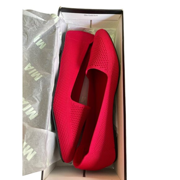 NEW Mia Red Corinne Pointed Toe Knit Flat Comfy Shoes Size 8 - Picture 6 of 7
